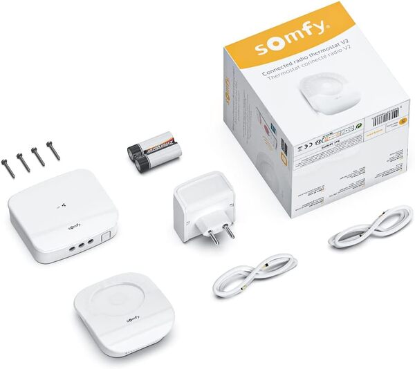 Somfy 1870775 - Thermostat Connecté Radio V2 | Sans fil | Pour Chauffage ou Chaudière Individuelle | Contact sec | Compatible Amazon Alexa, l'Assistant Google & TaHoma (switch) [Classe énergétique A++]