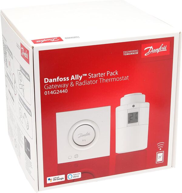 Danfoss 014G2440 Starter Pack Thermostat connecté Ally, Blanc, 12.6 x 12.3 x 12.2 cm