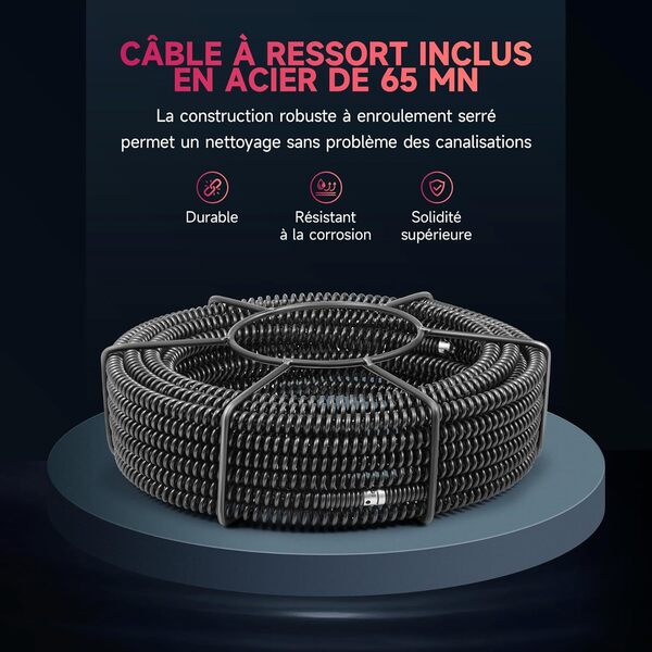 CO-Z Déboucheur de Canalisations Électrique 32-100mm Machine à Déboucher Tarière de Vidange 20m pour Évier Douche Égout Toilettes