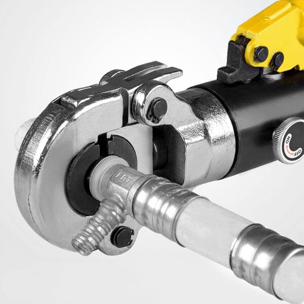 Snowtaros Pince à Sertir, pour Raccords sur Tubes, TH16, TH20, TH26, TH32 mm, Pince à Sertir avec Tête Rotative à 360° et Poignée Ergonomique en Caoutchouc 10T