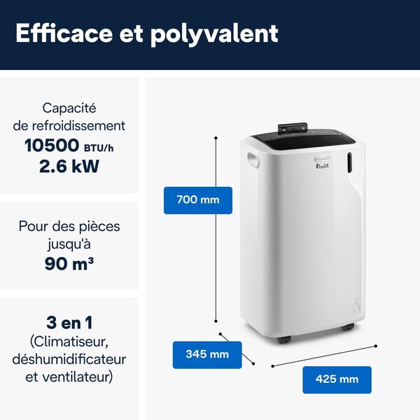 De'Longhi Climatiseur Mobile Pinguino PACEM93SILENT [Classe énergétique A]