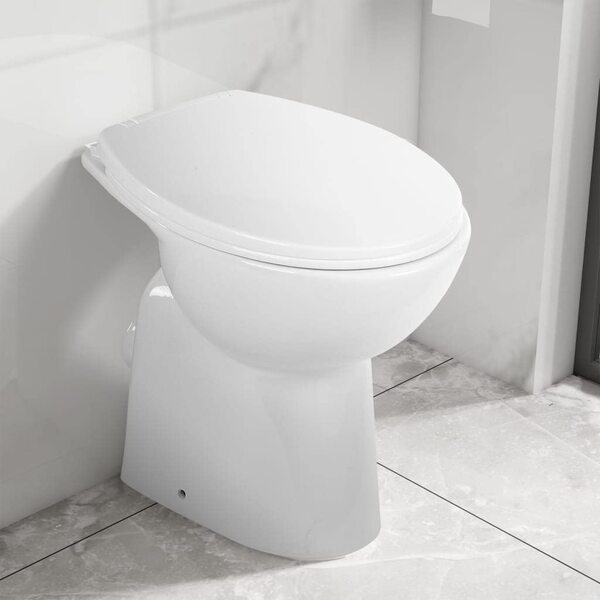 vidaXL Toilette Haute sans Bord avec Fermeture Douce Cuvette WC Siège de Toilette Salle de Bain Maison Intérieur 7 cm Céramique Blanc