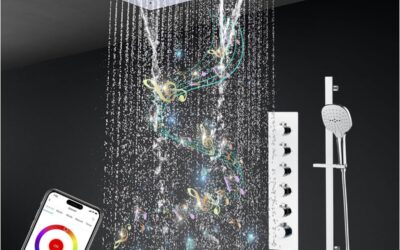 Test : colonne de douche LED musicale Bluetooth 64 couleurs – modèle Chrome