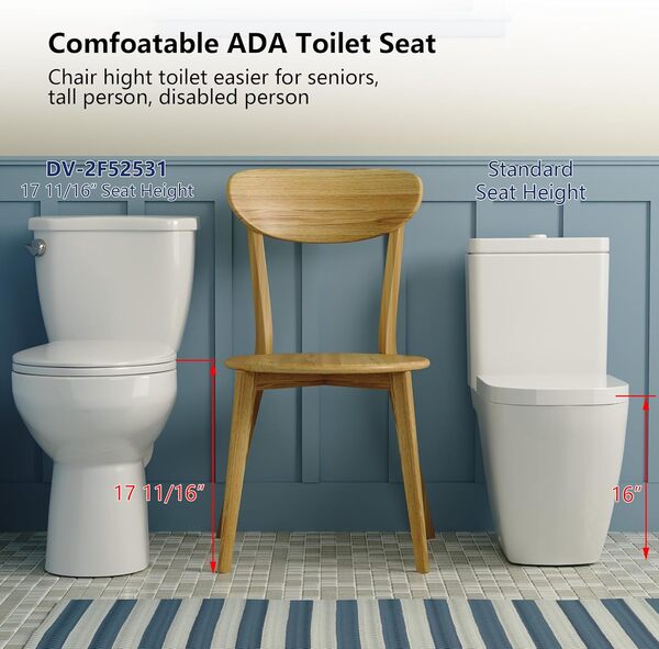 DeerValley ADA Toilettes allongées en deux parties 45,5 cm de haut pour salle de bain, carte 1000 g haute efficacité, 30,5 cm