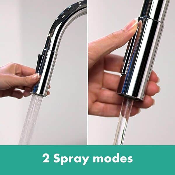 hansgrohe Cento - Mitigeur de cuisine avec douchette extractible, 1 jet, Robinet avec hauteur sous bec 570 mm, Robinetterie avec bec pivotant et extensible, Chromé, 14803000