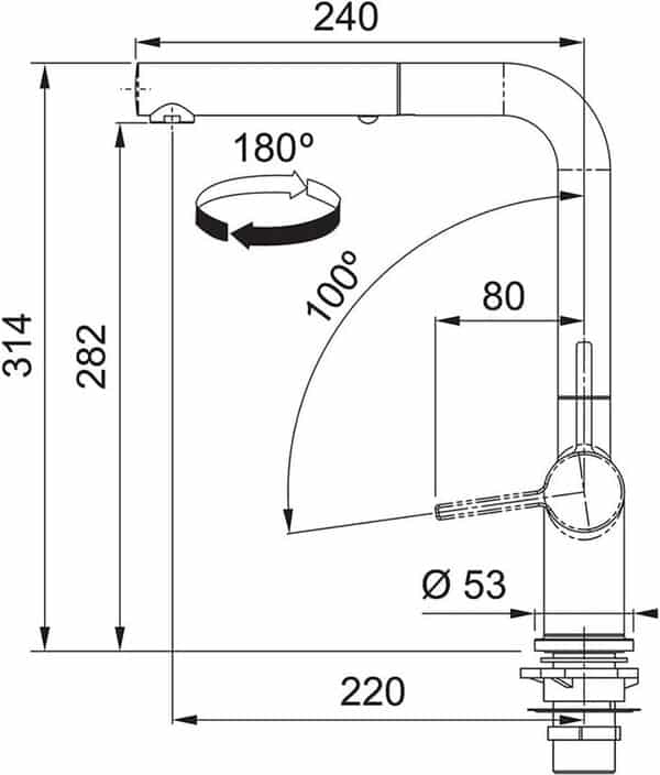 FRANKE 115.0653.391 Active L Window Pull Out Spray Robinet d'évier de Cuisine, Chrome