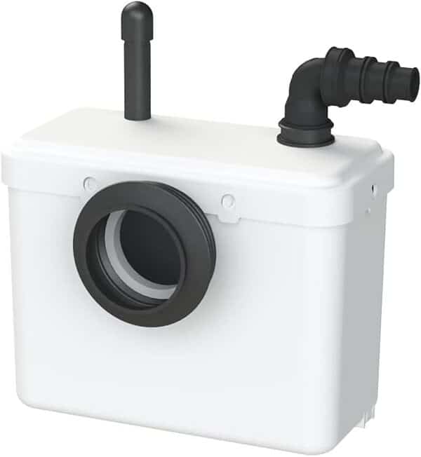 1 - Broyeur WC Adaptable, 1 entrée WC et 1 entrée lavabo, Installation Facile, Moteur 400W, Relevage 3m Vertical et 30m Horizontal, Compact et Discret, Fabrication Française, Garantie 3 Ans