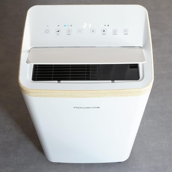 Rowenta Climatiseur portable, 3000 W, Performance énergétique classe A, Refroidissement puissant, Silencieurx, Compact, Couverture jusqu'à 100 m3, Fonction éco, Turbo Eco Sense AU5610F0 [Classe énergétique A]