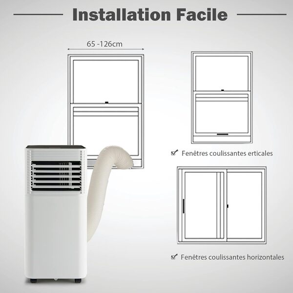 GOPLUS Climatiseur Mobile 9000BTU 2,6kW, Climatiseur 4 en 1 Fonction de Refroidissement, Déshumidification, Ventilation, Mode Nuit, Minuterie 24H, Contrôle Télécommande/Écran, 20㎡, Noir, R290