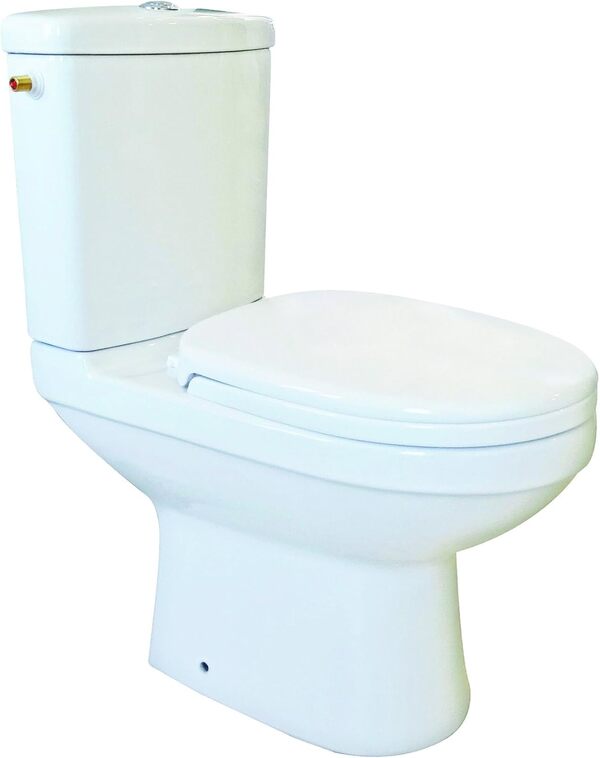 ONDÉE, Pack WC CLAIN à bride sortie Horizontale, Cuvette faible profondeur 39cm, Céramique blanche, Abattant avec frein de chute, Mécanisme de chasse 3/6L, Alimentation latérale réversible