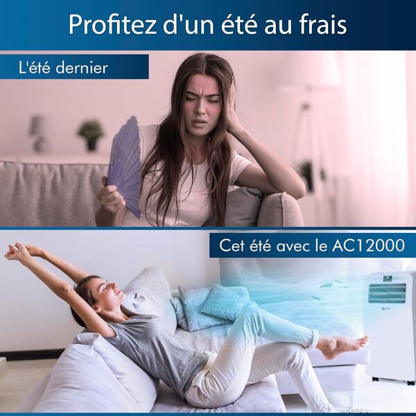 KLIM AC12000 | Climatiseur Mobile 12 000 BTU Puissant & Silencieux + NOUVEAUTÉ + Déshumidificateur + Ventilateur et Climatisation + Clim Mobile avec Télécommande + GARANTI 5 ANS [Classe énergétique A]