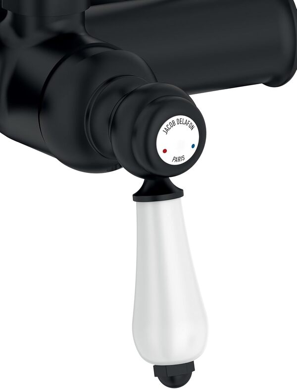 Jacob Delafon - Colonne de douche Louise - Mécanique - Design Rétro - Économie d’eau - Installation facile - 53x22x128,90 cm - Finition Noir mat - E24368-BL