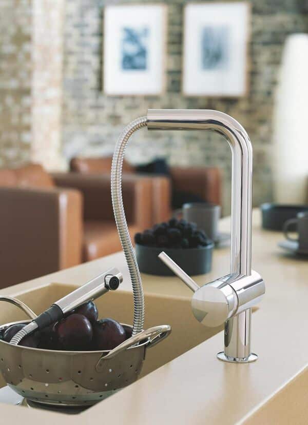 GROHE Robinet évier de cuisine Minta, Mitigeur cuisine monocommande, Robinet avec douchette extractible, Installation rapide, Chromé, 32168000 (Import Allemagne) [Classe énergétique A]