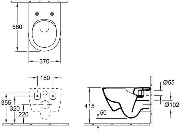 Villeroy & Boch WC Subway 2.0 avec abattant WC suspendu au mur sans rebord
