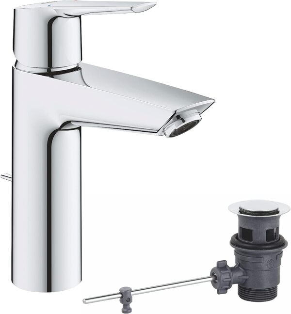 GROHE QUICKFIX Start Mitigeur monocommande lavabo de salle de bains Start, avec tirette de vidage, mousseur économie d'eau, taille M, chromé, 23552002 (Import Allemagne) (Lot de 2)