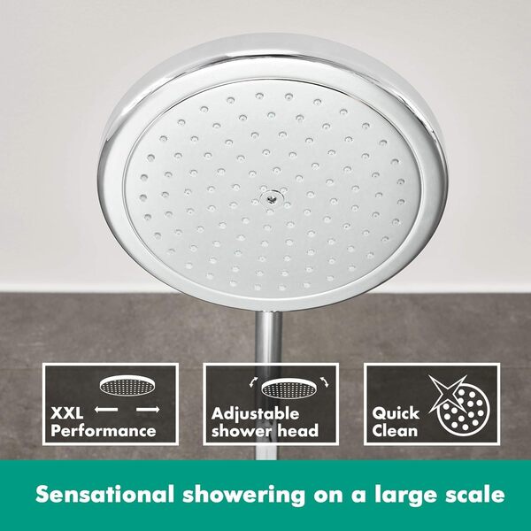 hansgrohe Croma Colonne de douche 220 1 jet EcoSmart 9 l/min avec mitigeur thermostatique, chromé, 27188000