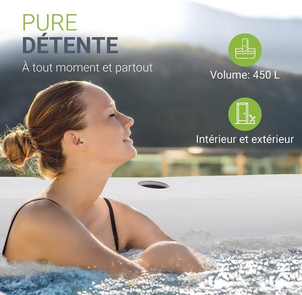 Juskys Baignoire Gonflable L - Baignoire Extérieure pour Adultes, Bassin Pliable et Mobile avec Dossier, Baignoire de Glace avec Couvercle et Pompe