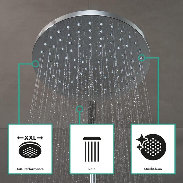 hansgrohe Vernis Blend Colonne de douche 200 1 jet avec mitigeur thermostatique, chromé, 26276000 [Classe énergétique A]