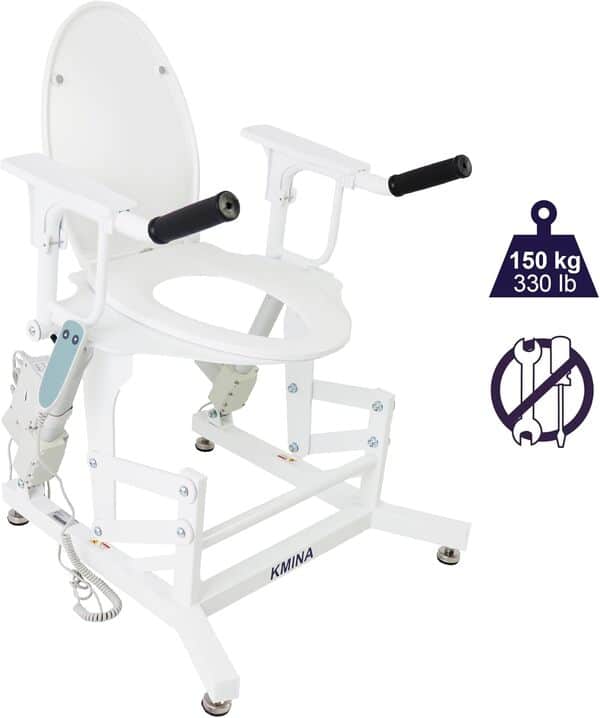 KMINA - Rehausseur Toilette Électrique, WC Adulte Inclinable, Surélevé, Handicapé, Cadre