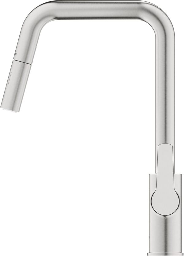 GROHE Start Mitigeur Monocommande Evier, Robinet de Cuisine, Bec Haut, Douchette Extractible, Inverseur Jet Laminaire et Jet Pluie, Rotation 360°, Supersteel, 30631DC0