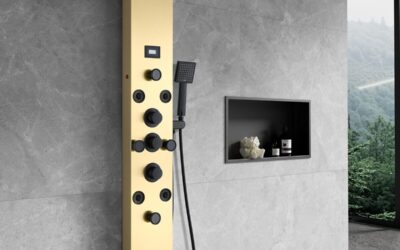 Test : panneau de douche Keokbon 6 en 1 or brossรฉ