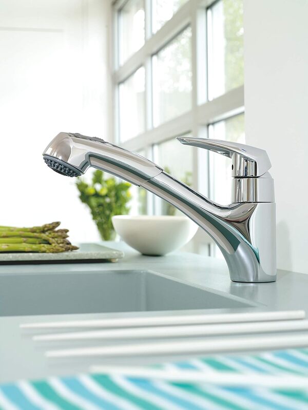 GROHE Eurosdisc Mitigeur de Cuisine évier avec Douchette Extractible 2 jets, Rotation 140°, Chromé, 32257001 (Import Allemagne)