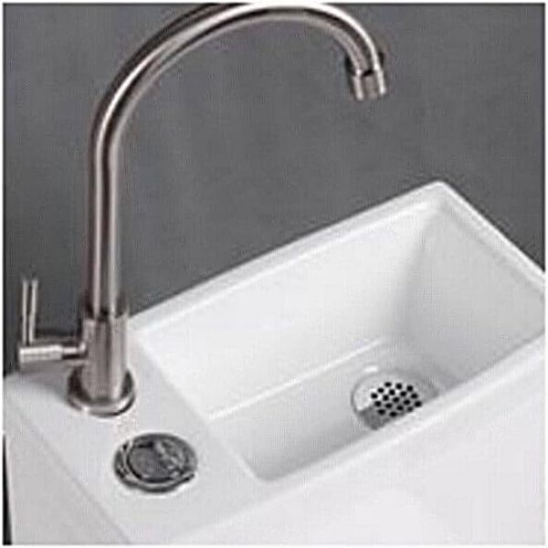 Rue Du Bain - WC à Poser Monobloc avec Lave main intégré - Céramique Blanc - 39x68 cm - Creativ