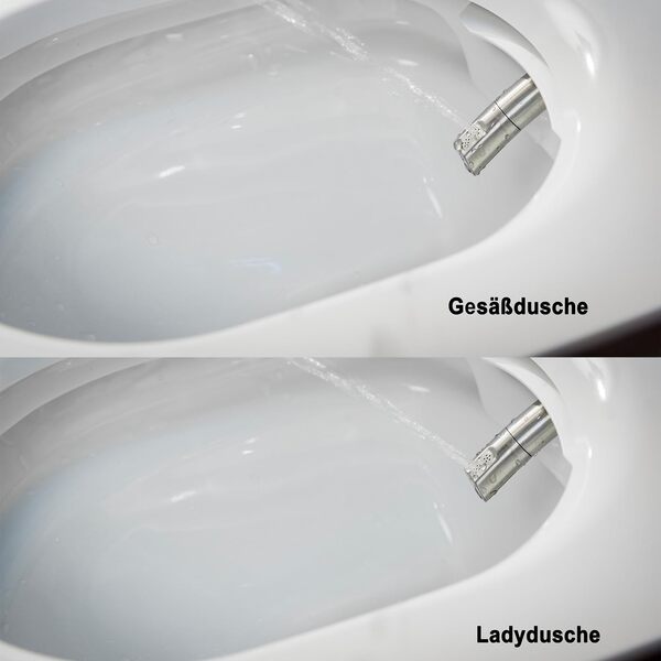 BERNSTEIN - Toilettes Japonaises céramique WC japonais suspendu, WC lavant hygiénique - Blanc - 59,3x38,4x38cm - Commande WC, jets et température réglable, Abattant veilleuse LED - Basic 1104