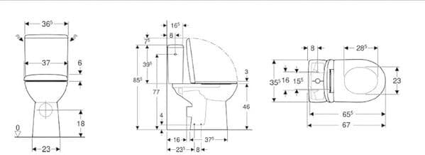 Pack WC à poser Geberit Renova Comfort - Surélevé - Rimfree - Sortie horizontale - 37x67cm - Blanc