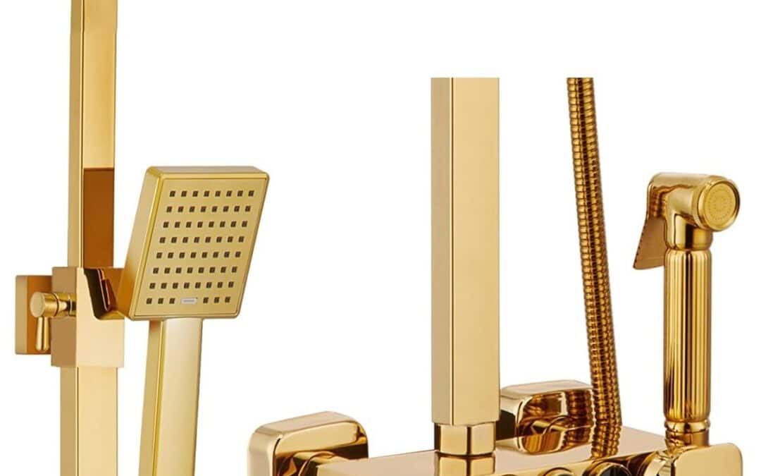 Test : colonne de douche LNXGJJ dorée avec touches piano et accessoires