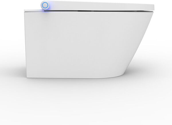 BERNSTEIN - Pack WC japonais + Bâti-support plaque Blanc mat, Toilettes suspendu lavant Cuvette céramique brillant, jet douche, Abattant LED, Chasse Vortex 180° - 59x38x38cm - Basic 1102