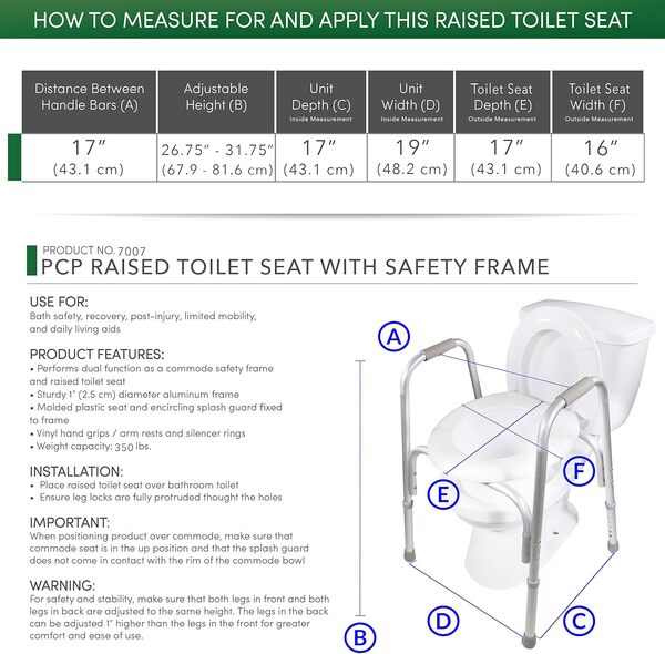 Abattant WC surélevé et cadre de sécurité (2 en un), hauteur réglable, hauteur surélevée sécurisée sur le bol, fabriqué aux États-Unis