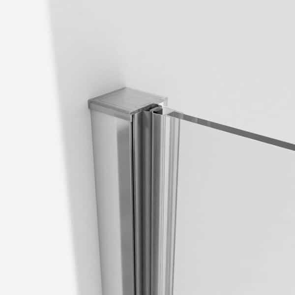 Paroi de douche réversible: porte battante - Sans profilés inférieurs - Verre trempé transparent 6 mm, anticalcaire à double face - Profilés argent brillant - Largeur ajustable 56-60 - Hauteur 195 cm