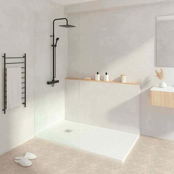 KOES - Receveur de douche en rรฉsine modรจle INDO โ 100x140 โ Blanc RAL 9003