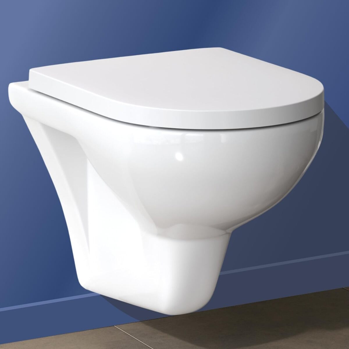 AM.PM Hit - WC Suspendu Sans Rebord FlashClean Céramique Blanc - Abattant Soft-Close Inclus - Moderne, Hygiénique Et Facile à Nettoyer