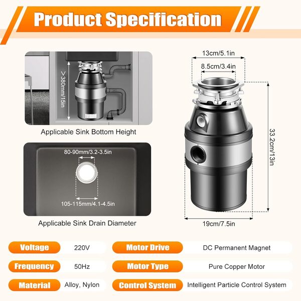 560w Broyeur De Déchets Alimentaires Machine À Éliminer Les Déchets Alimentaires Broyeur D'aliments