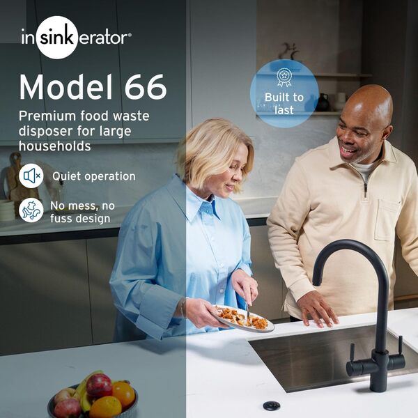 InSinkErator7971H Modèle 66 Siposer à déchets alimentaires avec commutateur d'air Noir