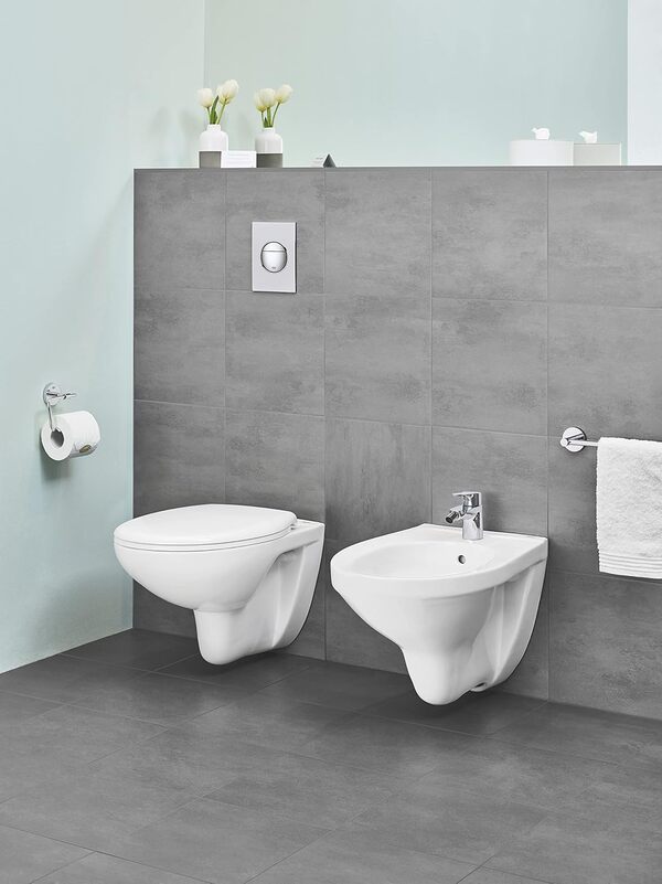 GROHE bidet suspendu et autoportant Bau ceramic, avec trop-plein visible, trou filté, porcelaine vitrifiée, finition blanc alpin, 39433000 (Import Allemagne)