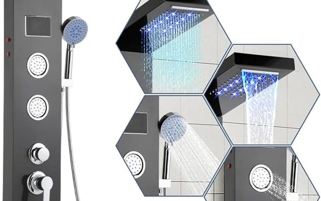 Test : panneau de douche LED Hebitod, effet pluie et massages