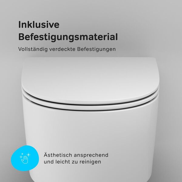 AM.PM WC suspendu cuvette et WC surélevé avec abattant SoftClose, cuvette murale en céramique sans rebord pour salle de bain, design moderne