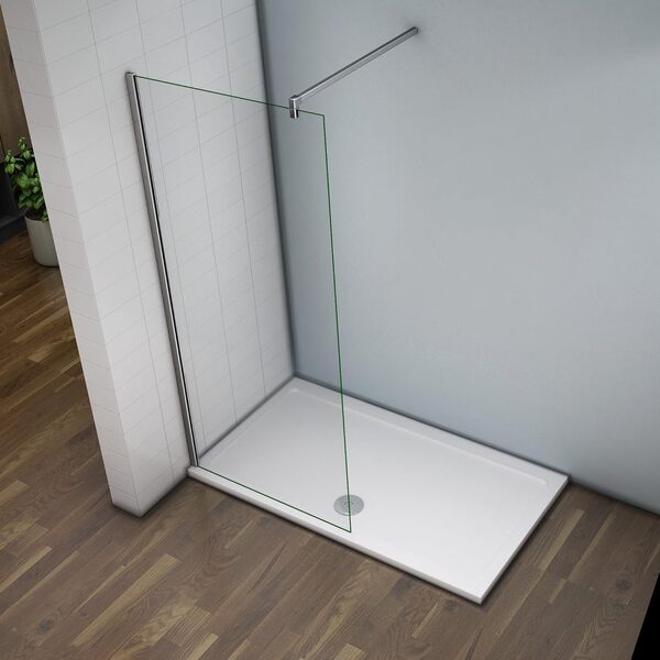 Paroi de douche 60x200cm verre anticalcaire cabine de douche à l'italienne avec barre de fixation 140 cm