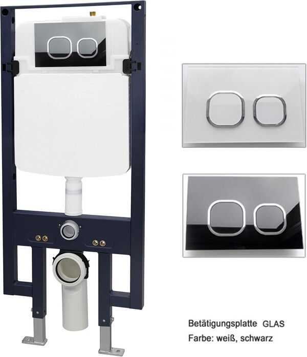 BERNSTEIN Pack WC japonais + Bâti-support plaque Verre Blanc, Toilettes suspendu lavant + télécommande, jet douche, séchoir air chaud, filtre & ventilateur à odeurs, Chasse 180°, 59x38x38cm, Pro+1104