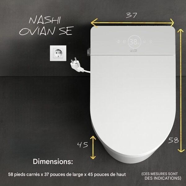 Nashi - Toilette japonaise intelligente | WC avec bidet | Jet d'eau, siège chauffant et séchage | Ouverture automatique | Nettoyage automatique et stérilisateur UV
