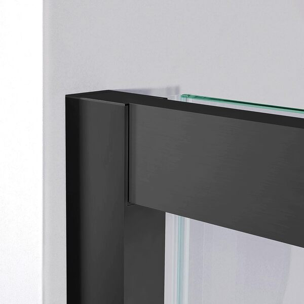 BELLOBATH - Paroi de douche 2 panneaux dont 1 coulissant en niche - Largeur réglable 100-105 cm - Hauteur 195 cm - Verre securit trempé anticalcaire 6 mm des deux côtés - Profilés Noir mat