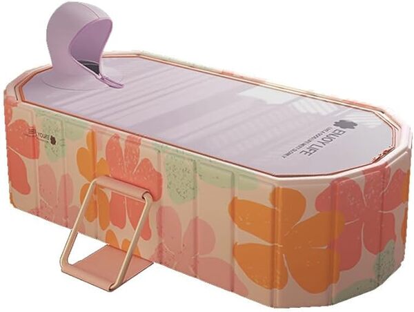 Baignoire pliable pour adultes, 2en1 bain de glace & eau chaude, baignoire portable autoportante avec couvercle, idéale pour le spa à domicile, extérieur & intérieur, montage facile - Extra