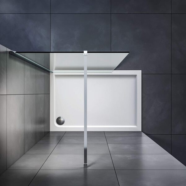 SIRHONA Paroi de douche 110 x 200 cm porte de douche avec barre de fixation cabine de douche à l’italienne, 8mm verre trempé avec Revêtement NANO la porte douche