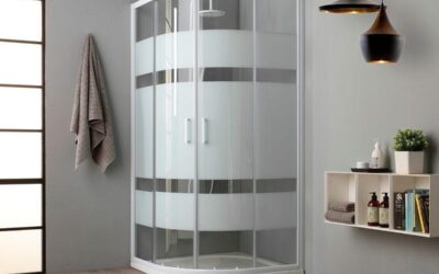 Test : cabine de douche courbe Venere 90×90 cm – verre blanc sérigraphié
