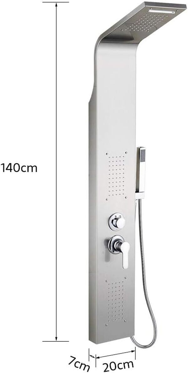 Colonne de douche hydromassage en acier inoxydable 304 avec mitigeur 5 fonctions, douche spa pour salle de bain, hauteur : 140 cm - processus de polissage