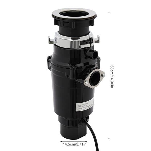 Broyeur de déchets alimentaires, 375 W 860 ml, broyeur de déchets de cuisine avec interrupteur d'air, 1/2HP, protection contre le bruit, pour l'élimination des restes alimentaires