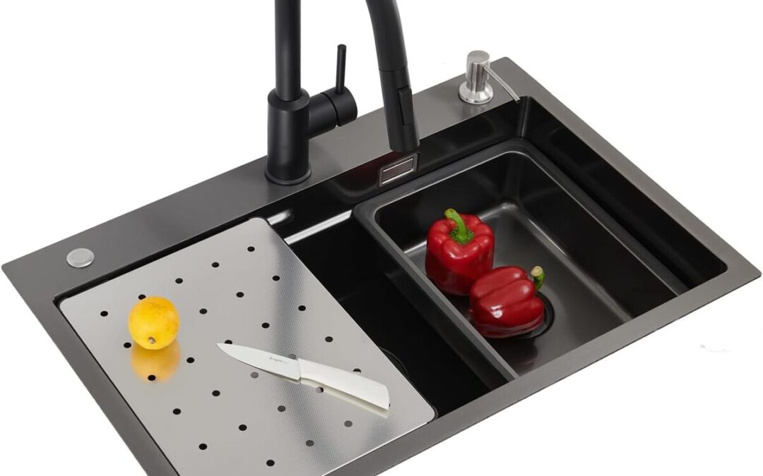 Test : évier cuisine CECIPA noir avec robinet extensible et accessoires